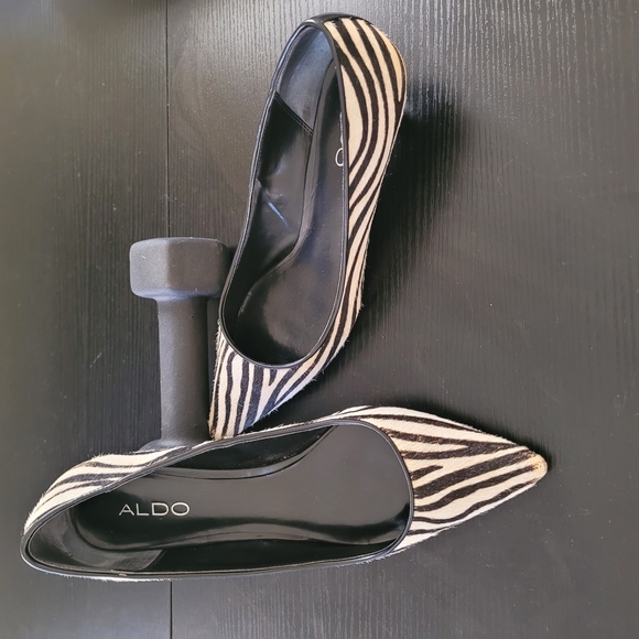 Aldo Black and White Zebra Print Heels - Picture 2 of 6
